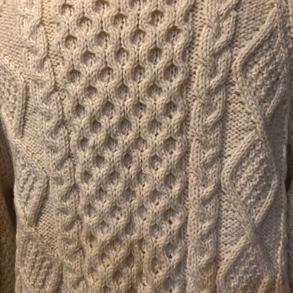 Fisherman Cable Sweater V-Neck Cardigan in Natural Creamy Wool by Almar Knits - Picture 8 of 13